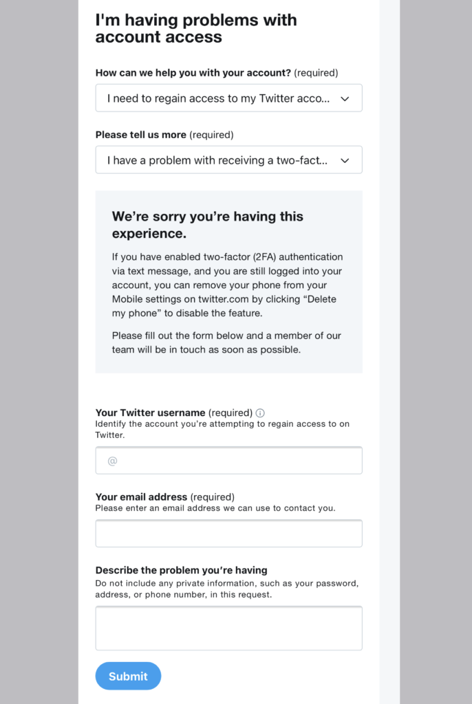 How to Login: Two Factor Authentication and Not Receiving Text Messages - Twitter Support Contact