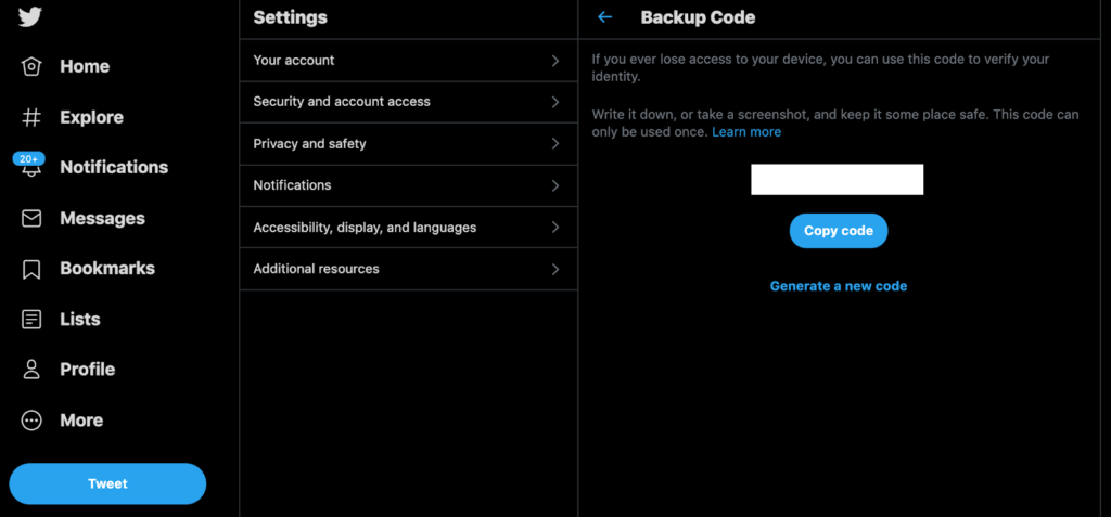 How to Login: Two Factor Authentication and Not Receiving Text Messages - Twitter Backup Code